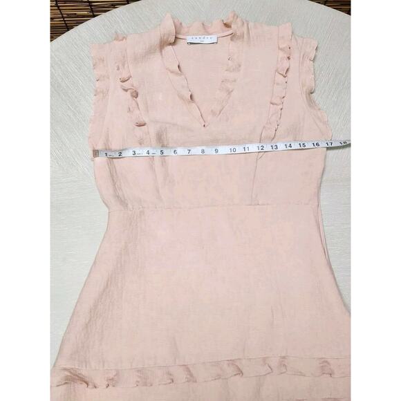 Sandro Women's Girly Ruffle-Trimmed Mini Dress Rose Pink Size 3 Pre-owned - Picture 7 of 16